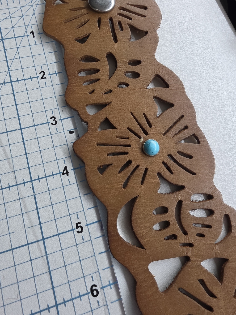 Sustainable Leather Statement Bracelet | Turquoise Accent | Unisex Gift | 8"-9"